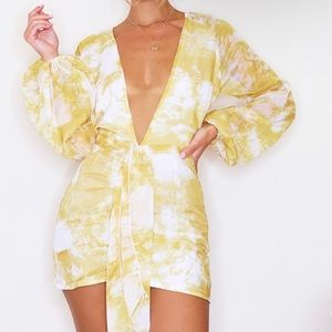 YELLOW DEEP V DRESS